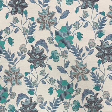 Flora möbeltyg i blå nyanser – hållbart tyg för möbelomklädnad