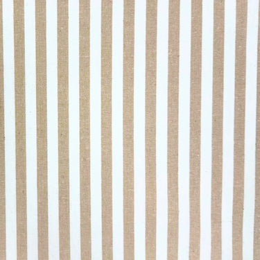 Beige- och vitrandig uteväv i återvunnen bomull, tåligt tyg för utomhustextilier.